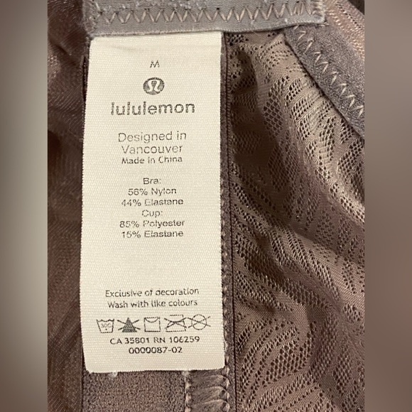 LULULEMON shadow mesh bralette leaf lunar rock misty shell size Medium - Picture 4 of 9